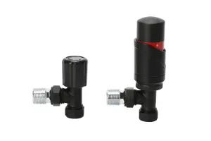 Angle Thermostatic Radiator valve & lockshield(Black) Buy 1 set get 2 sets