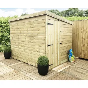 6 x 4 Pressure Treated T&G Pent Wooden Bike Store / Wooden Garden Shed + Side Door (6' x 4' / 6ft x 4ft) (6x4)