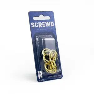 SCREWD 25mm Brass Plated Cup Hook Kit for Creating Extra Room in the Kitchen, Bathroom and Office - Pack of 32