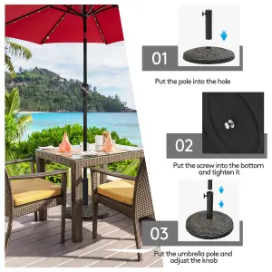 Costway 12kg Round Resin Parasol Base 38mm-48mm Heavy Duty Garden Umbrella Stand