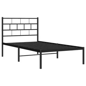 Berkfield Metal Bed Frame with Headboard Black 80x200 cm