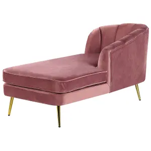 Left Hand Velvet Chaise Lounge Pink ALLIER