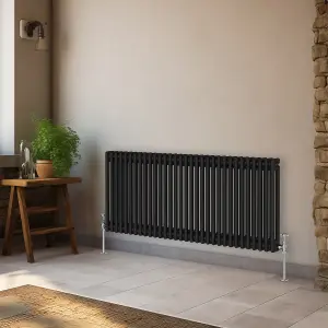 Right Radiators 600x1460 mm Horizontal Traditional 2 Column Cast Iron Style Radiator Black