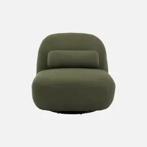 sweeek. Textured terry swivel armchair Spino Khaki 85x85x75 cm