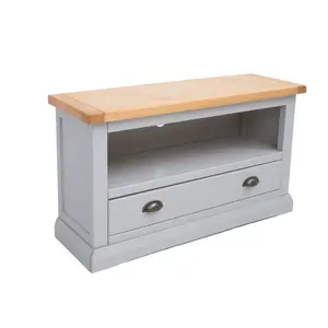 Loreo Light Grey 1 Drawer TV Cabinet Brass Cup Handle