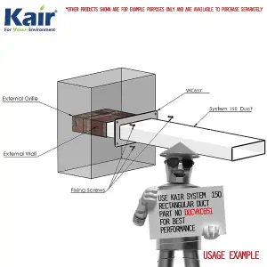 Kair Wall Plate 180mm x 90mm for Rectangular Ducting