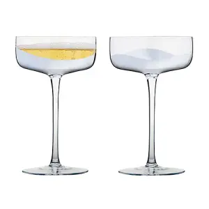 Anton Studios Wave Set of 2 Champagne Saucers Silver