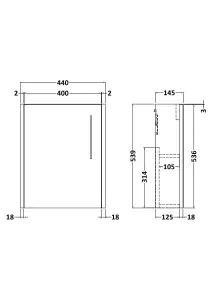 Power Cloakroom Bundle - Right Wall Hung Vanity Unit, Concealed Cistern WC Unit, Toilet & Tap, 440mm - Blue/Brass - Balterley