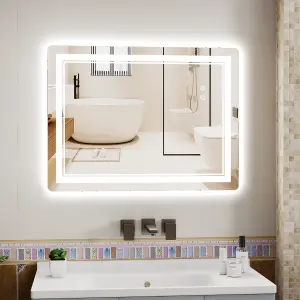 LED Bathroom Mirror with Anti-Fog,Tri-Color Dimmable Lights, Memory Function,Horizontal/Vertical(50x70)