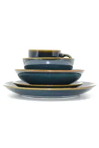 Set of 4 Stavanger 15cm Blue Reactive Glaze Ceramic Cereal Bowls