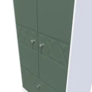 Toledo 2 Door 2 Drawer Wardrobe in Labrador Green & White (Ready Assembled)