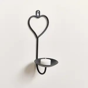 Melody Maison Matte Black Heart Candle Sconce