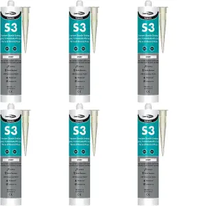 Bond it S3 Ivory High Performance Sanitary Grade Silicone Sealant, 310ml BDS3IV (Pack of 6)