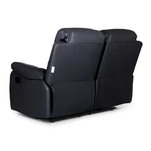 Black Faux Leather Manual Recliner 2 Seater Sofa