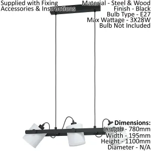 Ceiling Pendant Light & 2x Matching Wall Lights Black & White Adjustable Shade