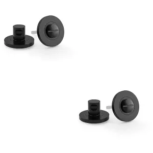 2 PACK - Modern Plain Thumbturn & Release Lock - Matt Black - Bathroom Door WC