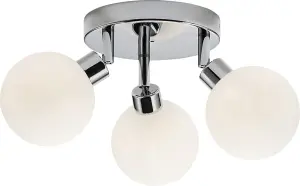 Luminosa G9 Triple Spotlight with Round Frosted Glass - Chrome 230V IP44 25W