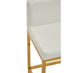 Madeline Upholstered Counter Stool with Metal Frame Gold / White