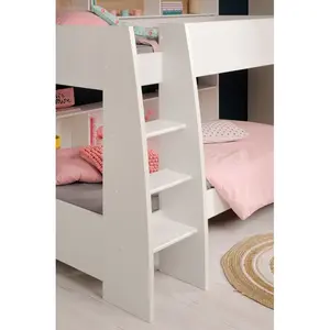 Benji European Single (90 x 200cm) Standard Bunk Bed with Shelves White/Oak