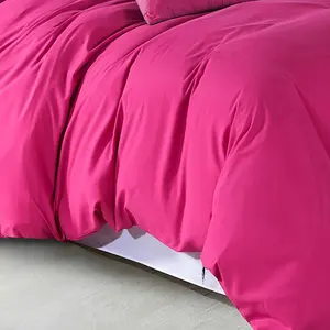 Marnisha Polyester Solid Colour Duvet Cover Set with Pillowcases Pink / Kingsize - 2 Standard Pillowcases