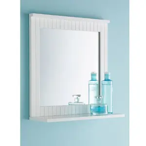 Graceville Wood Flat Wall Mirror with Shelves