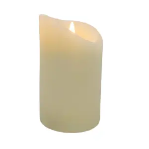 Flickering LED Battery Candle Flameless Realistic Cream Pillar Candle 18cm