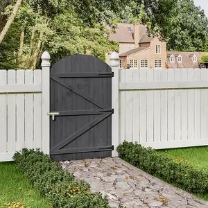 Grey Semi Braced Arch Top Strong Wooden Garden Gate with  Latch H 150 cm x W 90cm