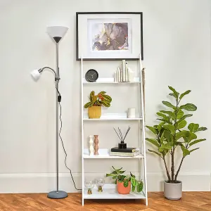 ValueLights Mozz Modern Metallic Silver 2 Way Mother/Father Parent & Child Uplighter and Spotlight Design Floor Lamp