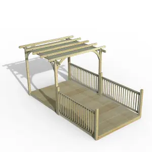 Forest Garden Grey Rectangular Pergola & decking kit, x4 Post x3 Balustrade (H) 2.5m x (W) 5.2m - Canopy included