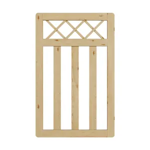 Wood Colour Outdoor Cross Top Wooden Garden Gate Pedestrian Fence Yard Door with Accessory Kit,76cm x 120cm