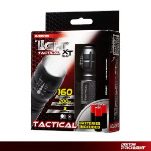 Dekton Pro Light Tactical XT 160 COB LED Torch 160 Lumens 200M Range & Batteries