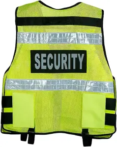 RAC3 High Visibility Security Vest - Multi-Pocket, Body Camera Mount, Breathable Mesh - Fits Up to 5XL ( Yellow )