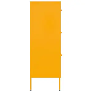 Berkfield Drawer Cabinet Mustard Yellow 80x35x101.5 cm Steel