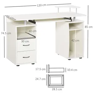 HOMCOM Computer Office Desk Table Workstation w/ Keyboard Tray, Drawer, White