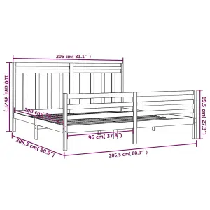 Berkfield Bed Frame White Solid Wood 200x200 cm