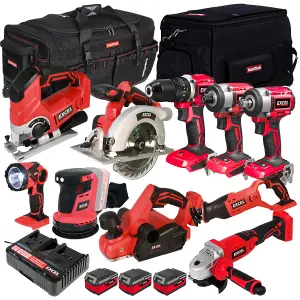 Excel 18V 10 Piece Power Tool Kit with 3 x 4.0Ah Batteries & Charger EXLKIT-16295