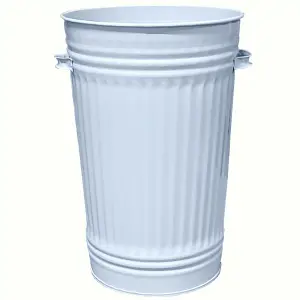 Metal Bin Retro Dustbin Waste Rubbish Bin Rubbish Waste Animal Feed Outdoor or Indoor Bin, Light Grey Slim Tall Tapered Steel Bin