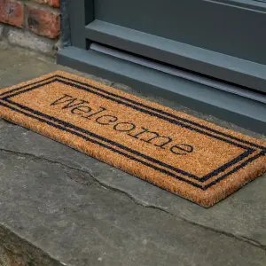 Printed Natural Coir Door Mat Novelty Welcome Decorative Heavy Duty Entrance Mat 27cm x 70cm Indoor / Sheltered Outdoor Use