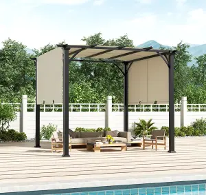 3 x 3 m Outdoor Pergola Gazebo with Retractable Cnopy UV Protection Waterproof for Decks Backyard