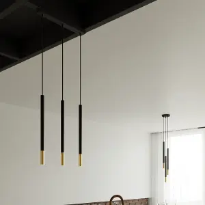 Mozaica Steel Black/Golden 3P Light Classic Pendant Ceiling Light