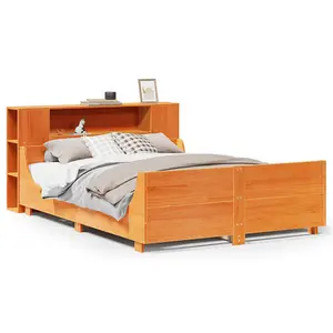 Berkfield Bed Frame without Mattress Wax Brown 140x200 cm Solid Wood Pine