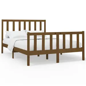 Berkfield Bed Frame Honey Brown Solid Wood Pine 150x200 cm 5FT King Size