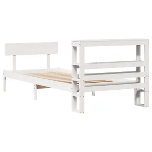 Berkfield Bed Frame without Mattress White 75x190 cm Small Single Solid Wood Pine