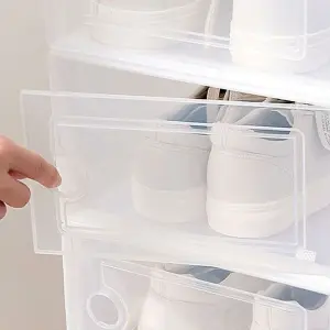 12 Pcs Clear Stackable Shoe Storage Box Plastic Shoe Organiser 36cm (W) x 26cm (D) x 16.5cm (H)