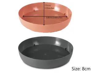 Round Plastic Water Plant Pot Saucer Trays Anthracite 8cm