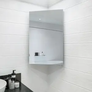 Croydex Avisio Corner Single Bathroom Wall cabinet With Mirrored door (H)720mm (W)450mm