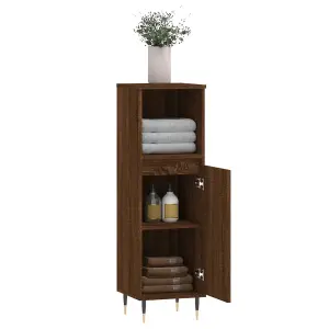 Berkfield Bathroom Cabinet Brown Oak 30x30x100 cm Engineered Wood