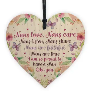 Red Ocean Special Nan Gifts Nan Birthday Gifts Wooden Heart Mother's Day Gifts Grandparent Gifts Keepsake Plaque