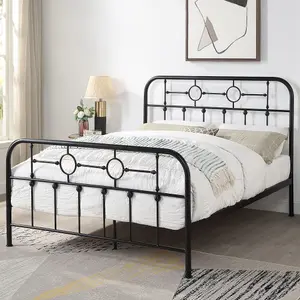 Ware Victorian Industrial Design Black Metal Bed Frame - Double / King