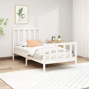 Berkfield Bed Frame White Solid Wood Pine 90x200 cm